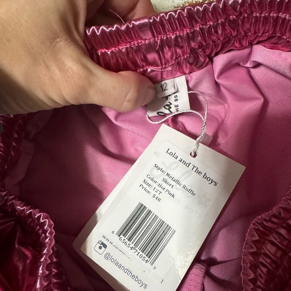 NWT Lola + The Boys pink metallic skort skirt girls size 12 - Picture 3 of 4